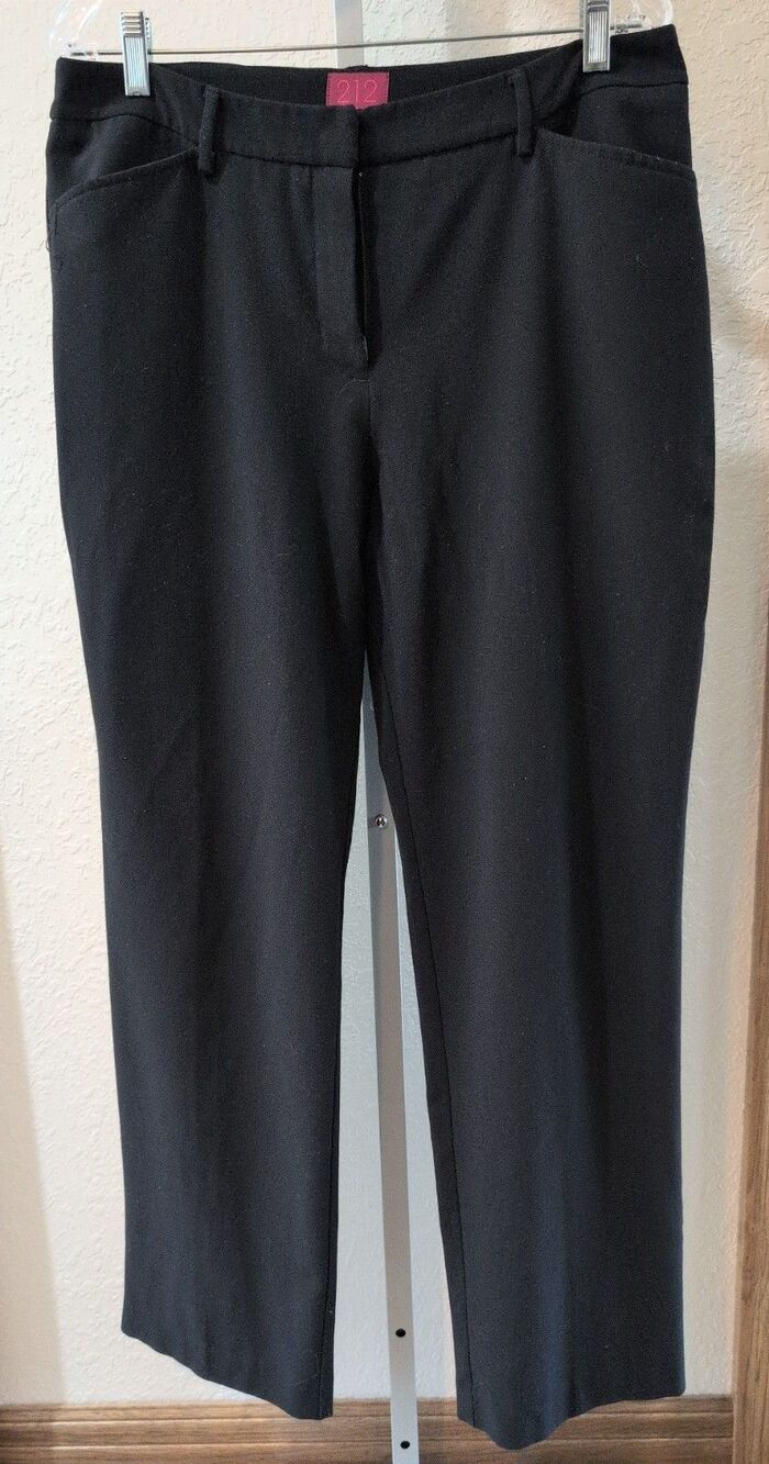 212 Collection Black Natural Fit Straight Leg Dressy Slacks Career Pants Sz 12